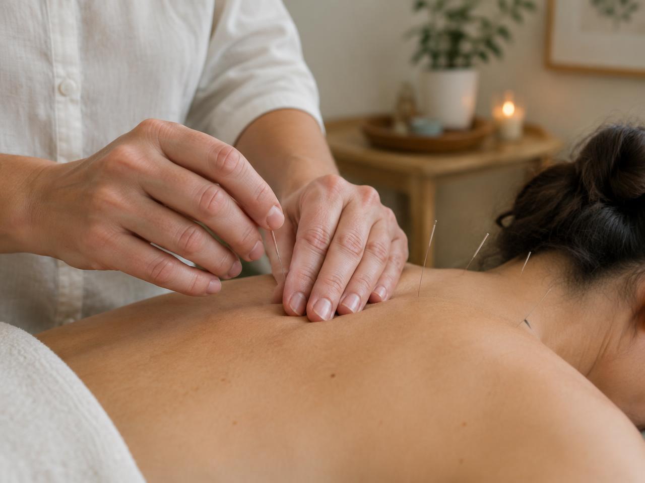 Acupuncture treatment in progress